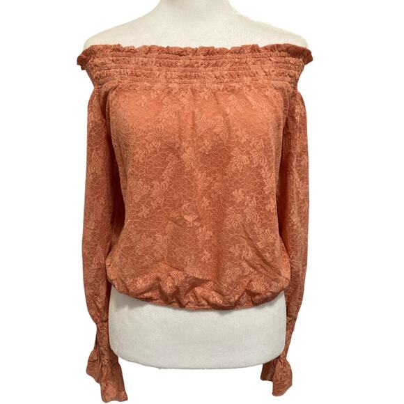 Free People Emily Lacey Top NWT size XS Savannah Red Off Shoulder - Picture 3 of 7